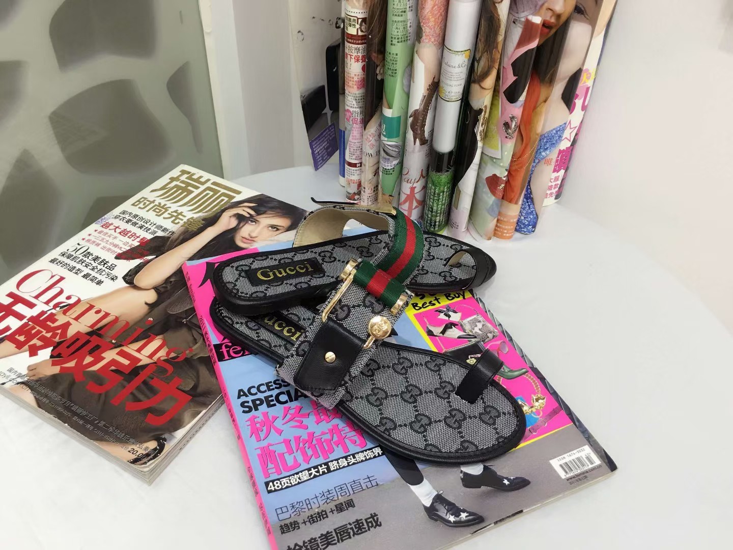 WOMEN'S DOUBLE G MATELASS脡 CANVAS SLIDE SANDAL