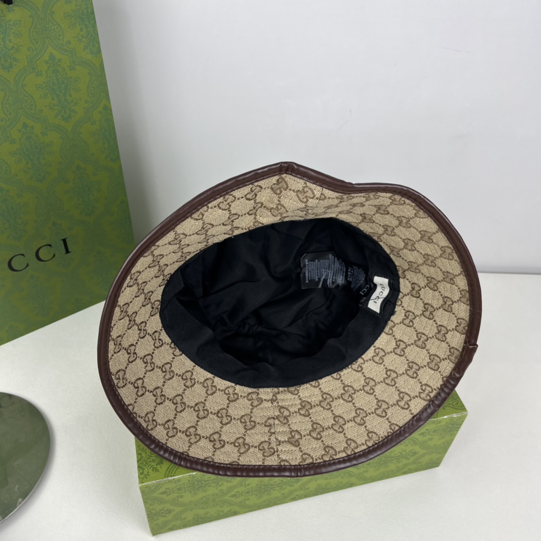 CANVAS BUCKET HAT WITH DOUBLE G
