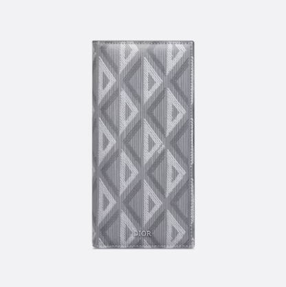 Vertical Bifold Wallet Gray CD Diamond Canvas