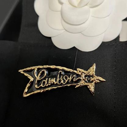 Pentagram Black Double C Brooch
