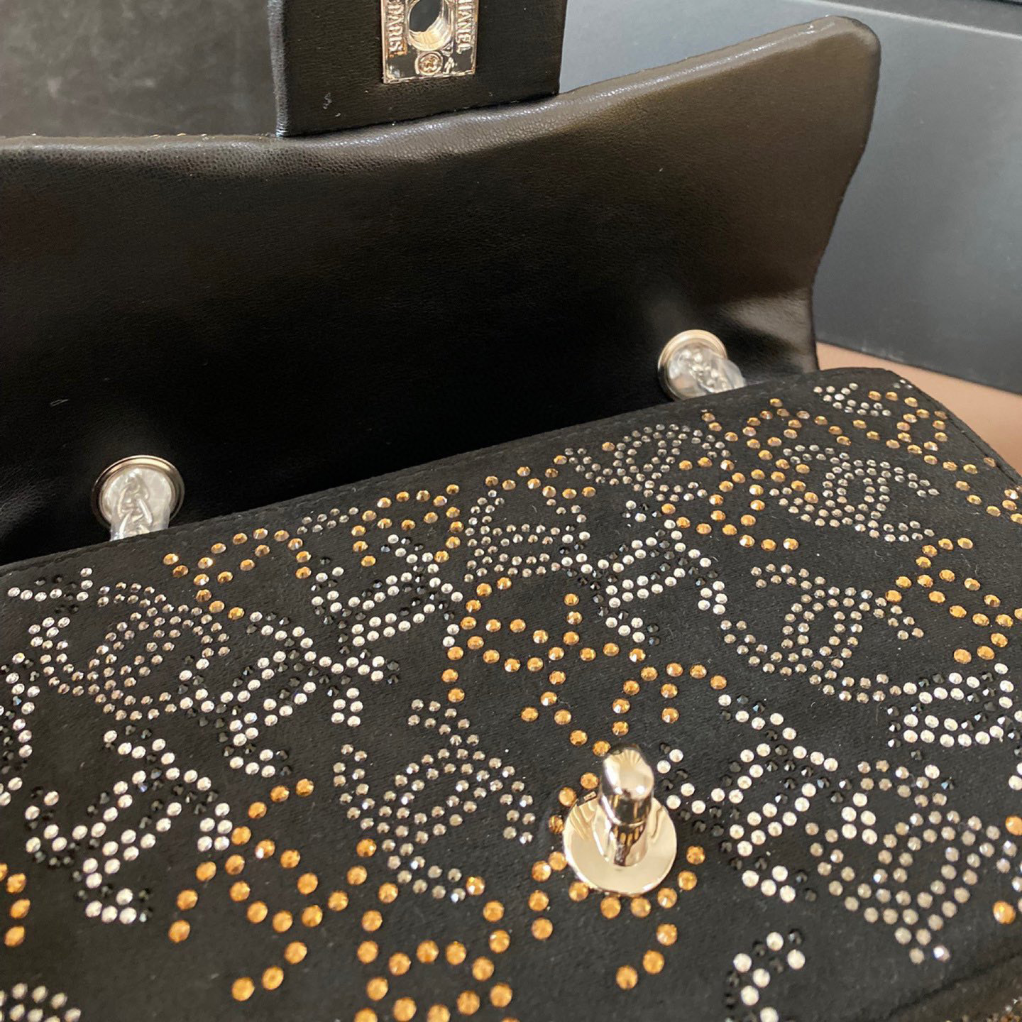 PARIS-SHANGHAI STUDDED CC FLAP BAG