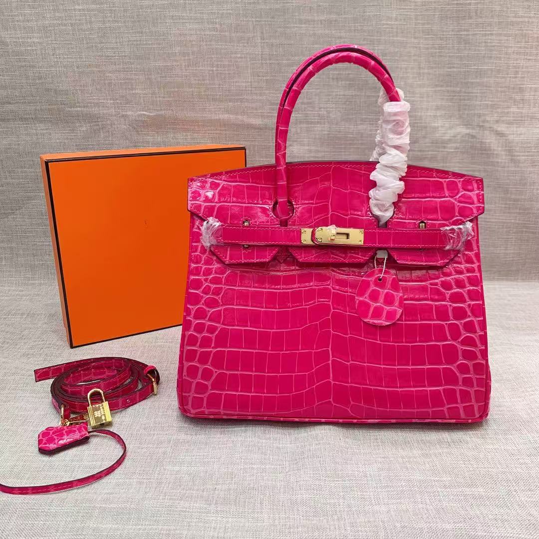Hermès Special Order (HSS) Birkin 30 Rose Scheherazade Shiny Niloticus Crocodile Gold Hardware