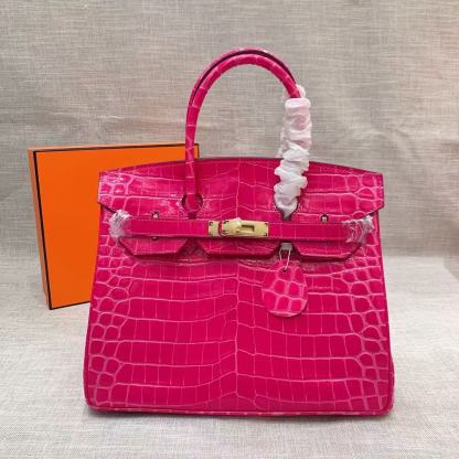Hermès Special Order (HSS) Birkin 30 Rose Scheherazade Shiny Niloticus Crocodile Gold Hardware