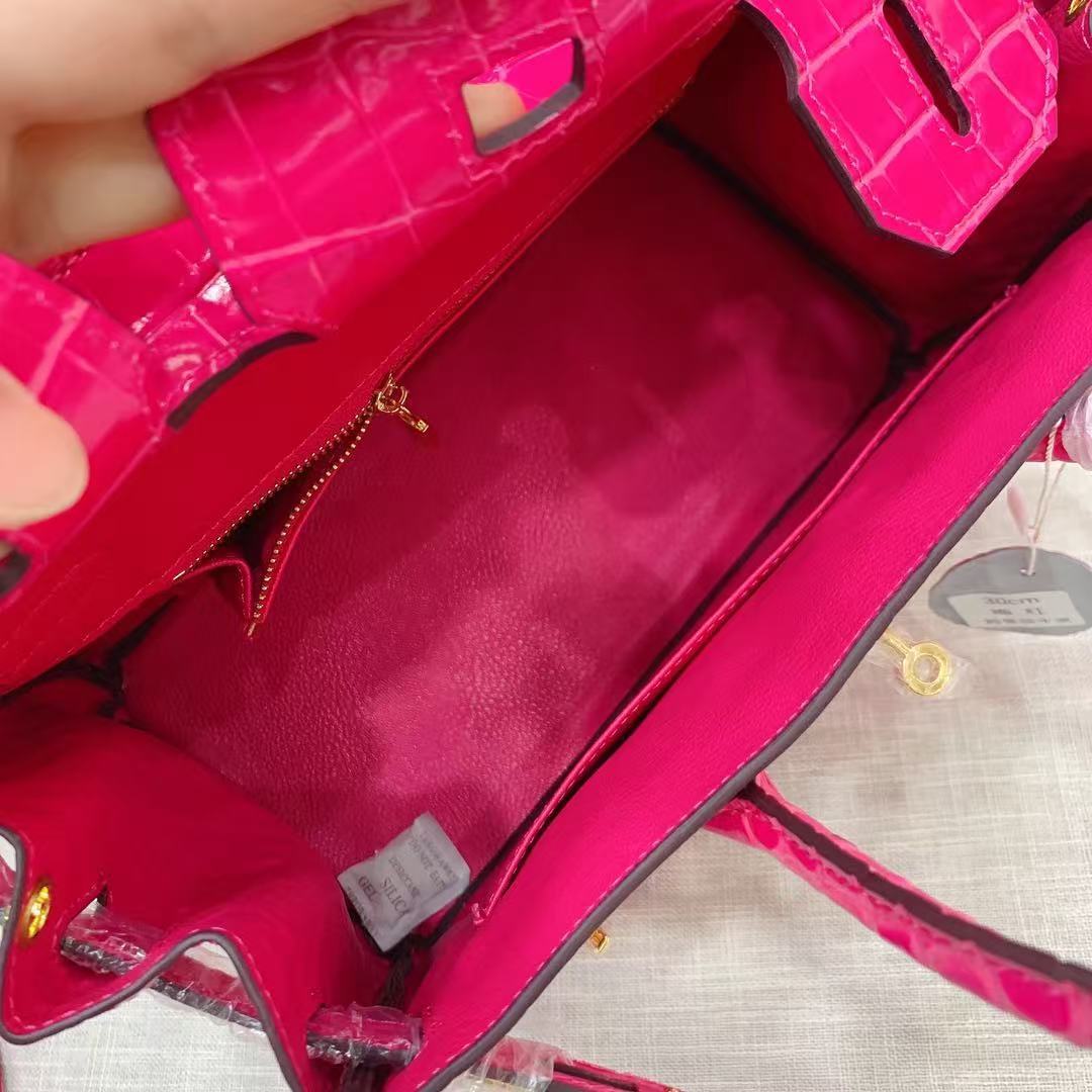 Hermès Special Order (HSS) Birkin 30 Rose Scheherazade Shiny Niloticus Crocodile Gold Hardware