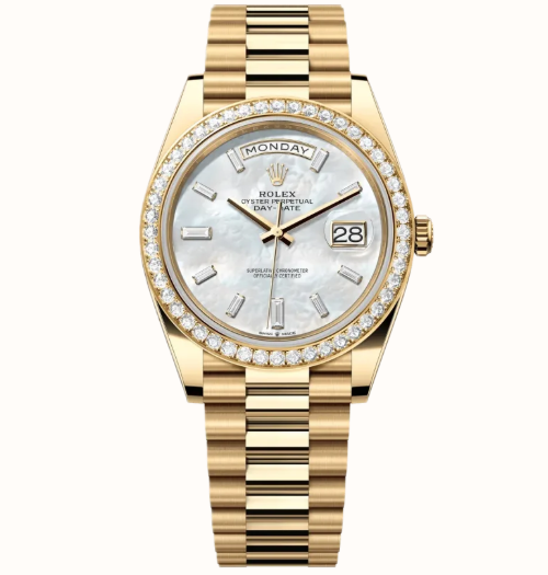 2024 Rolex Day-Date 40mm Yellow Gold / Diamond-Set / MOP / Baguette Diamond-Set / President