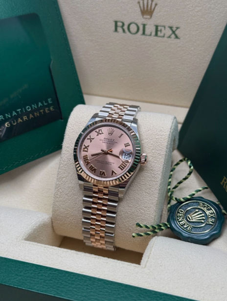 Rolex Datejust 31 NEW 2025 Sun Dust Pink Roman Dial Two Tone Rose Gold Fluted