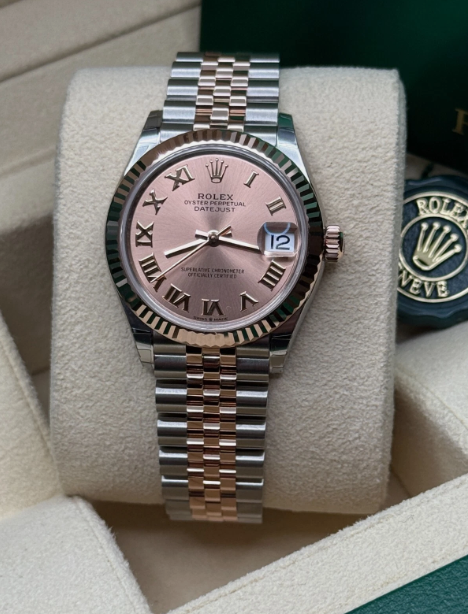Rolex Datejust 31 NEW 2025 Sun Dust Pink Roman Dial Two Tone Rose Gold Fluted