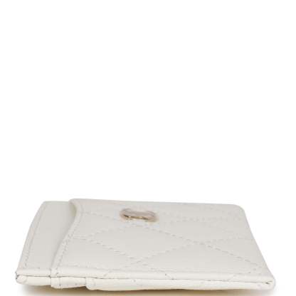 Card Holder Wallet White Caviar Light Gold Hardware