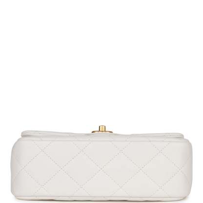 Medium Sweetheart Crush Flap Bag White Caviar Antique Gold Hardware
