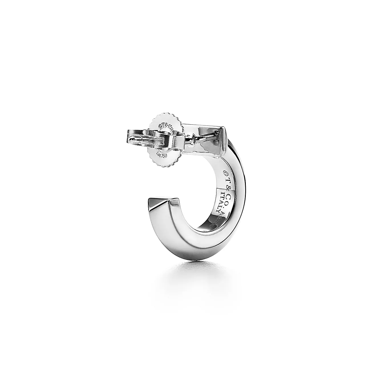 T T1 Hoop Earrings in White Gold