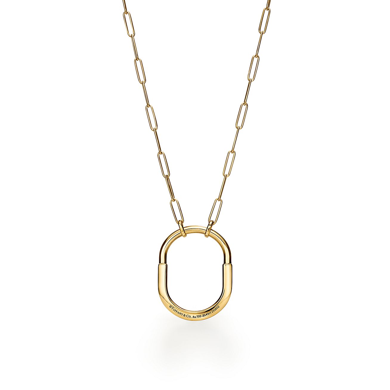 Lock Pendant in Yellow Gold with Diamonds, Large