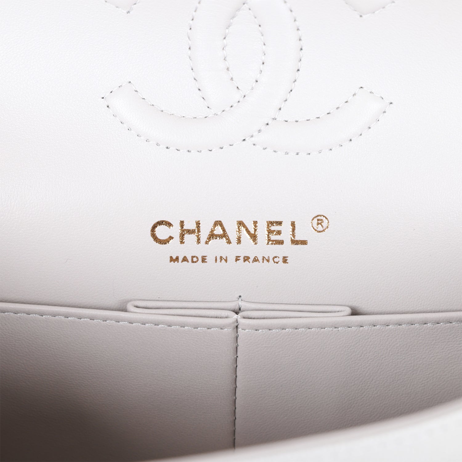 Small Classic Double Flap Grey Caviar Light Gold Hardware