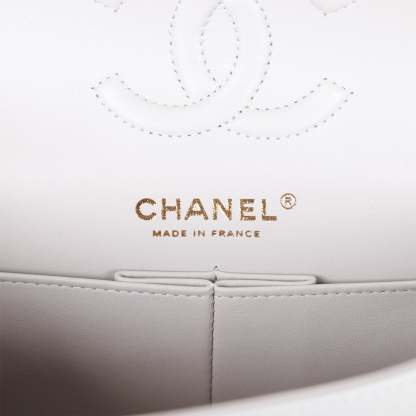 Small Classic Double Flap Grey Caviar Light Gold Hardware