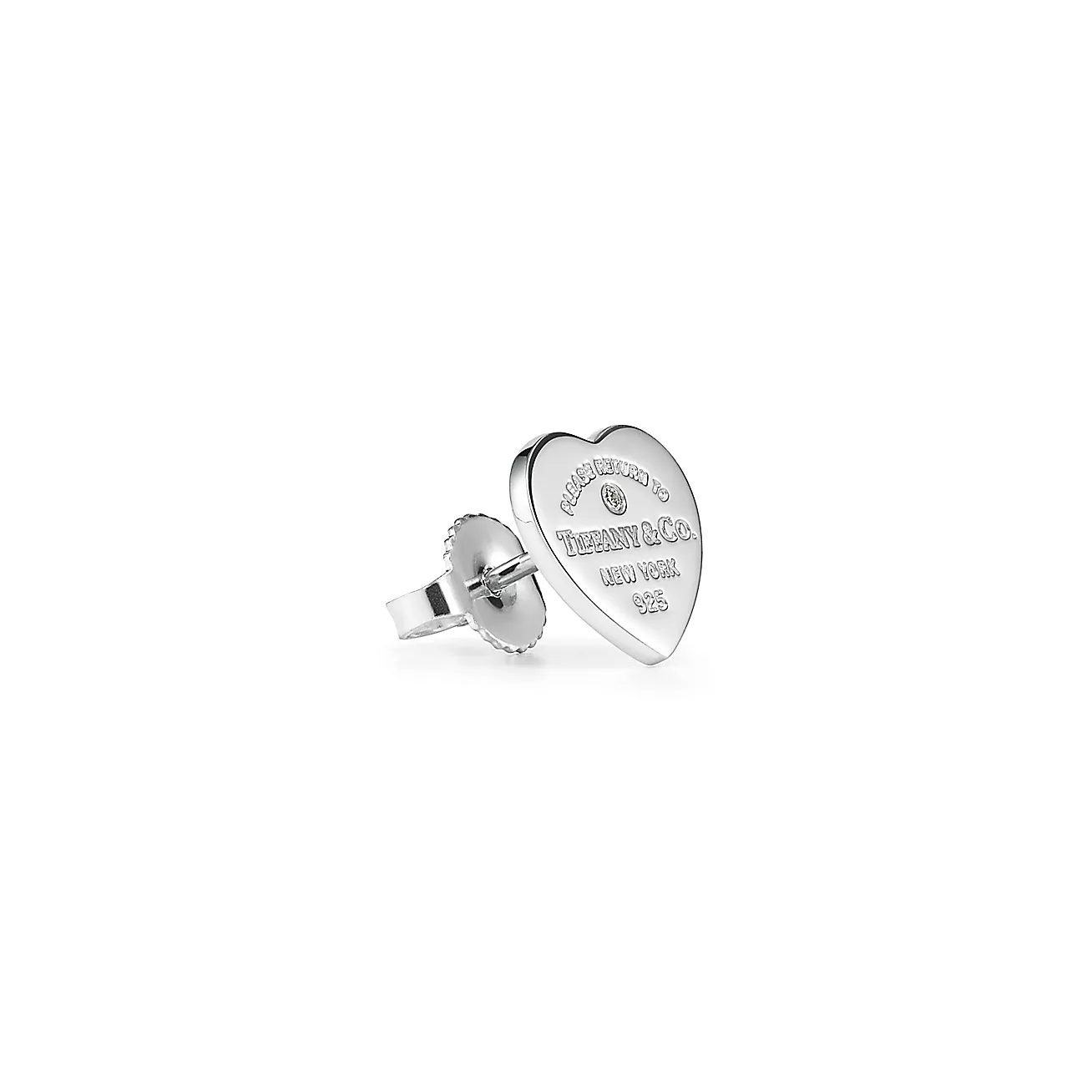 Return to 庐 Earrings in Silver with  Blue庐 and a Diamond, Mini