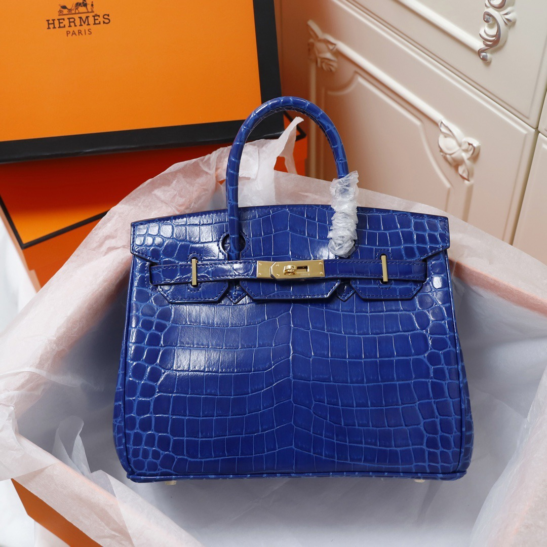 Birkin 30 Bag Graphite Niloticus Crocodile with Gold Hardware