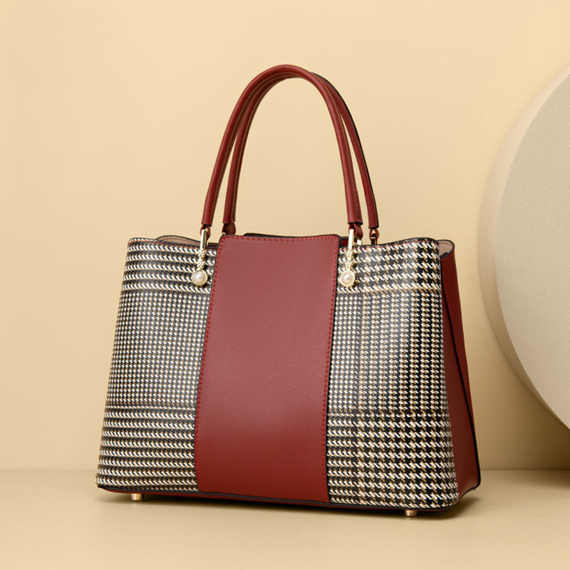 Leather women's bag red crossbody tote