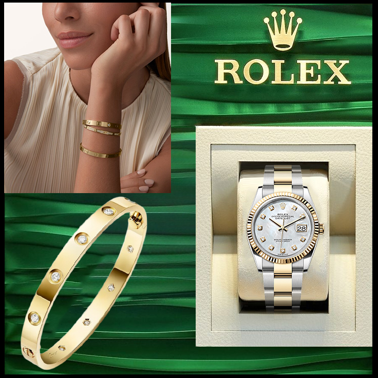 LOVE BRACELET, CLASSIC MODEL,10 DIAMONDS & DATEJUST 36 OYSTER, 36 mm