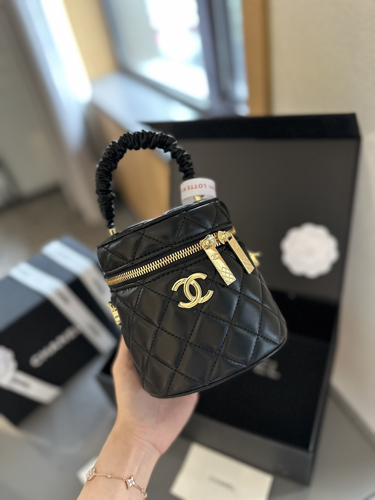 Vanity Case with Chain Quilted Lambskin Mini
