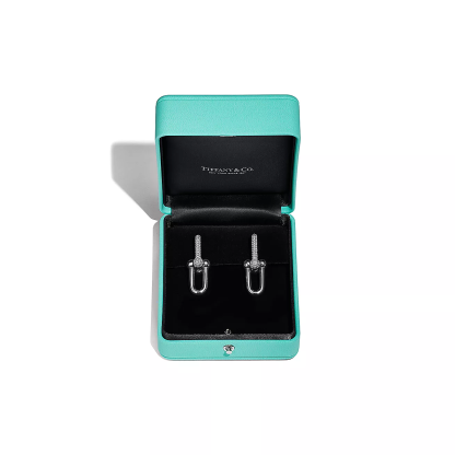 HardWear Link Earrings in White Gold with Pave Diamonds