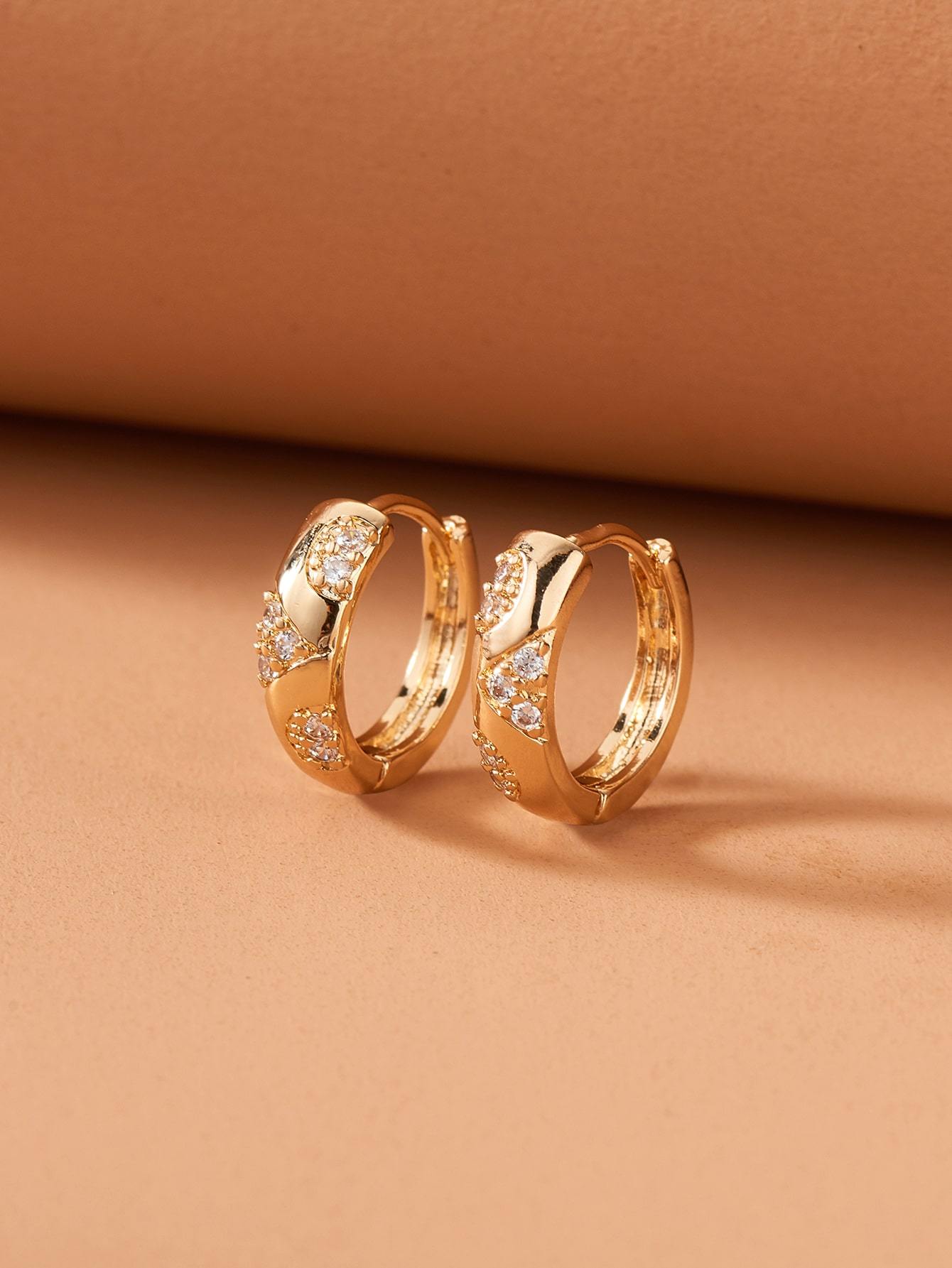 Rhinestone Decor Hoop Earrings