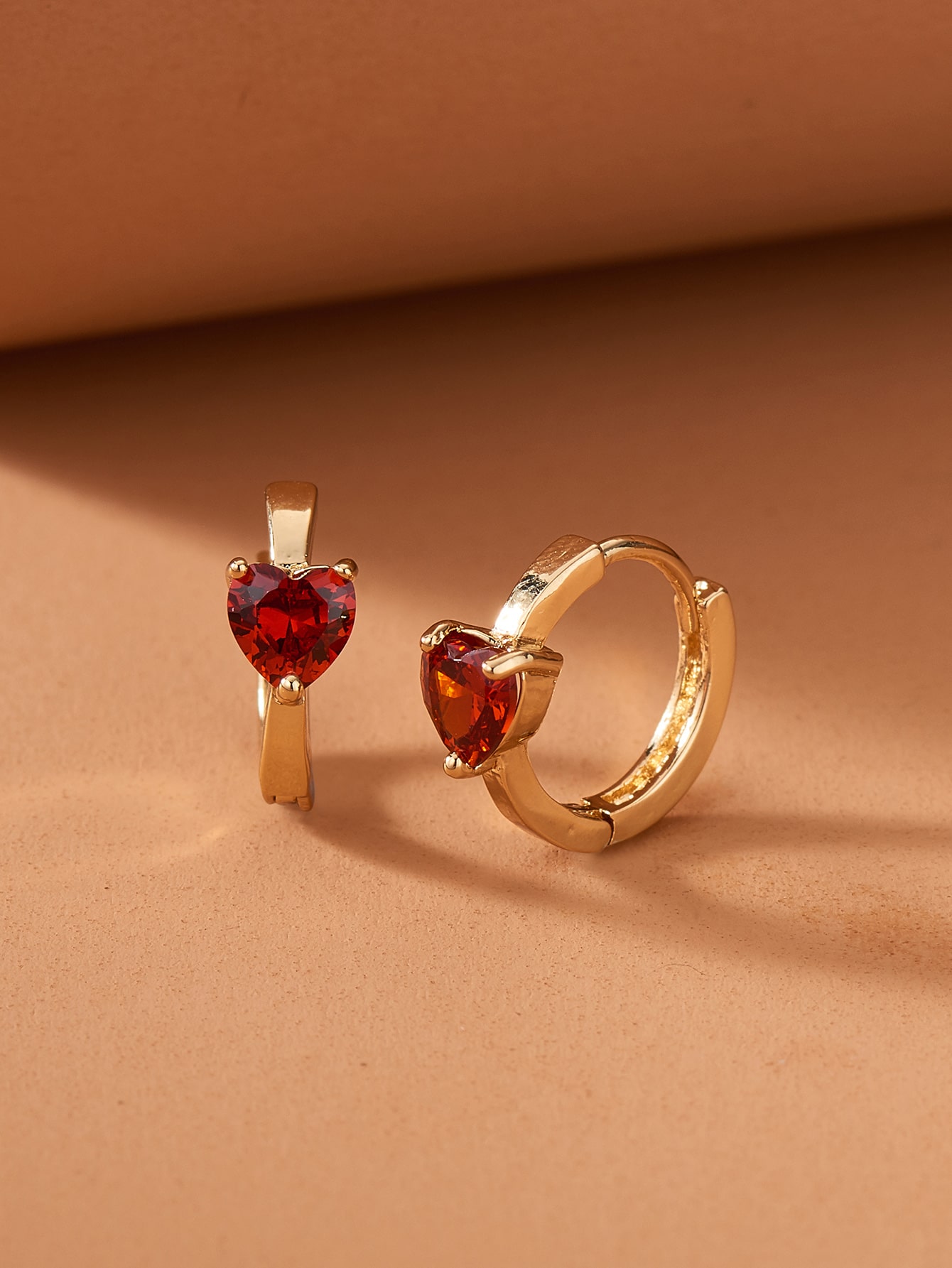 Rhinestone Heart Decor Hoop Earrings