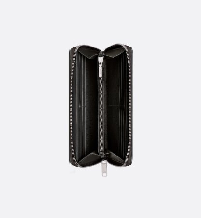 Zipped Long Wallet  Black Oblique Galaxy Leather