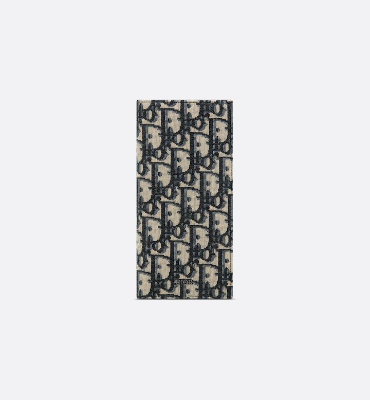 Vertical Long Wallet  Beige and Black Oblique Jacquard