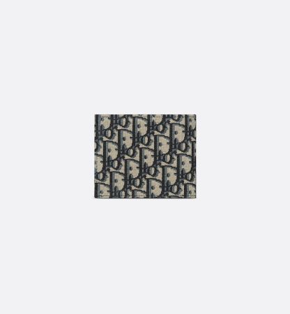Compact Wallet Beige and Black Oblique Jacquard