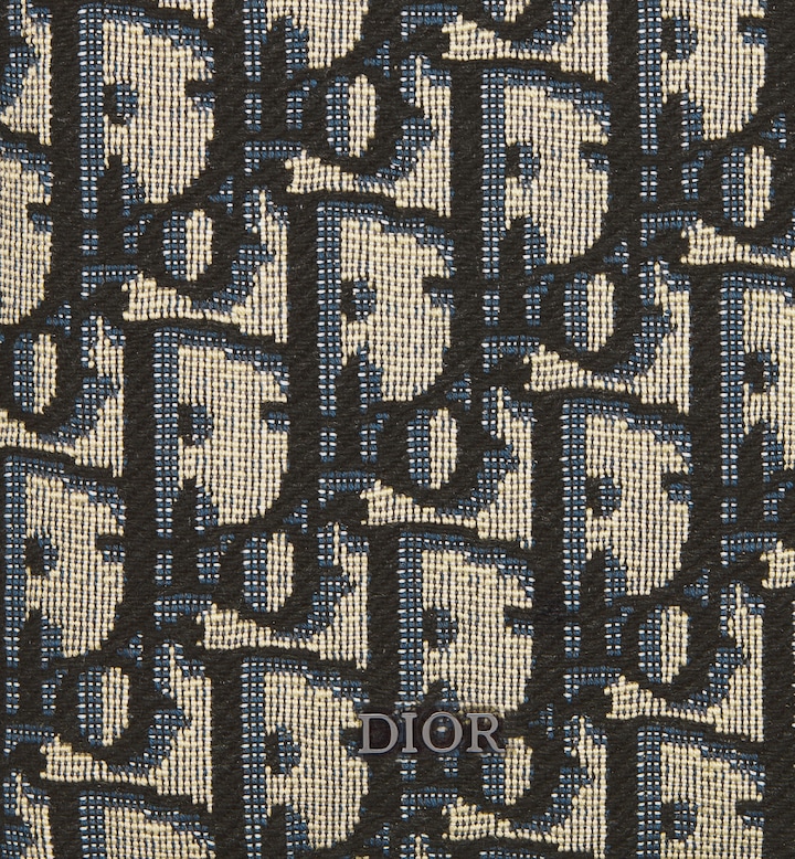 Vertical Long Zipped Wallet Beige and Black Oblique Jacquard