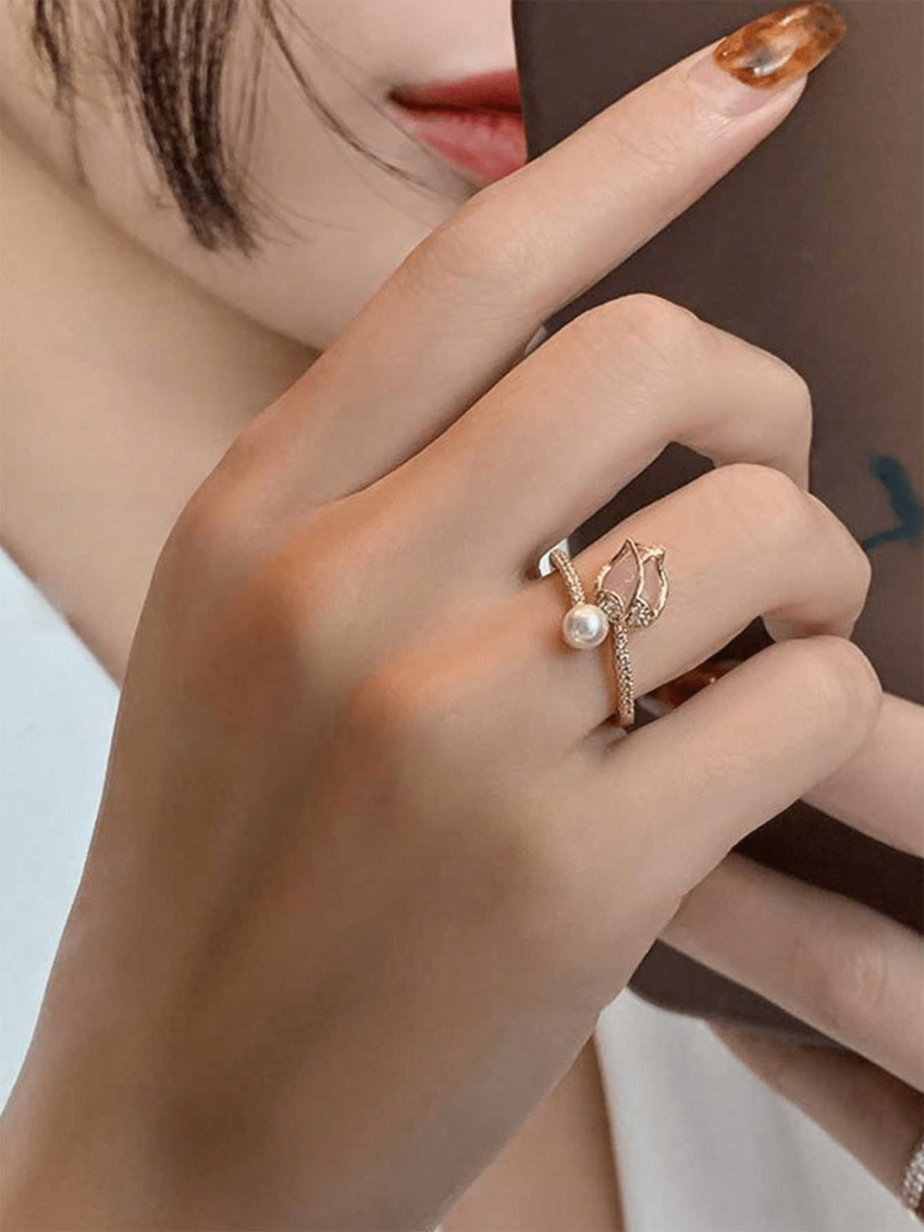 Faux Pearl Decor Ring