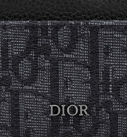 Card Holder Black Oblique Jacquard and Black Grained Calfskin