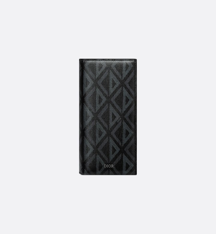 Vertical Bifold Wallet  Black CD Diamond Canvas