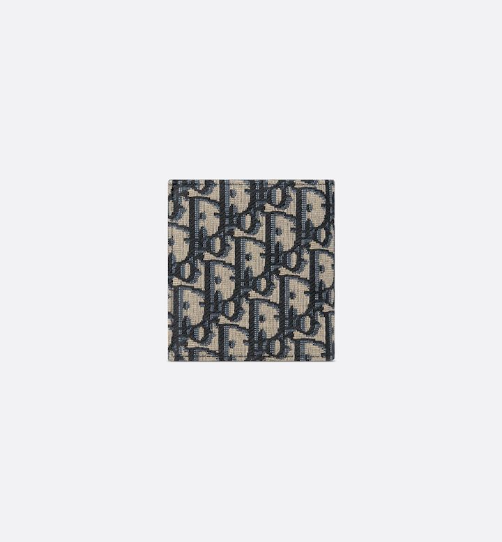 Vertical Bifold Wallet Beige and Black Oblique Jacquard