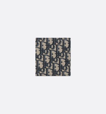 Vertical Bifold Wallet Beige and Black Oblique Jacquard