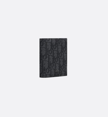 Vertical Bifold Wallet Black Oblique Jacquard