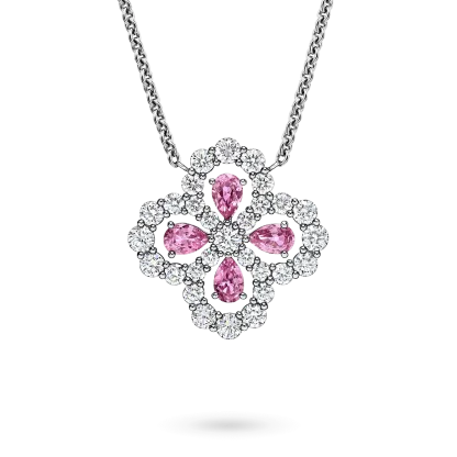 Diamond Loop Full Motif Pink Sapphire and Diamond Pendant