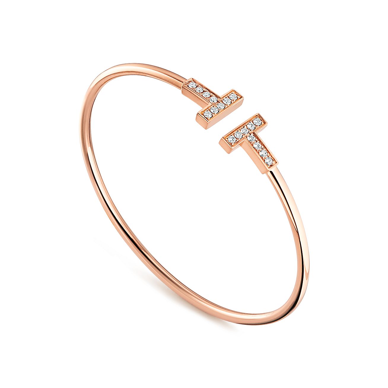 T Wire Bracelet in Rose Gold with Diamonds