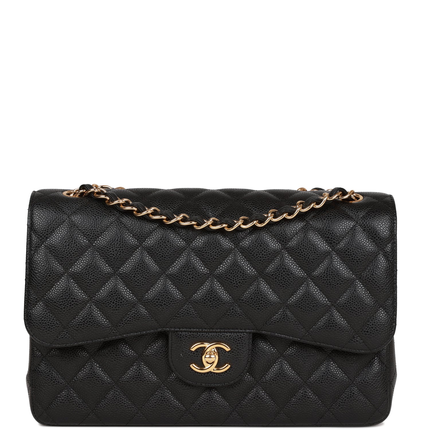 Jumbo Classic Double Flap Bag Black Caviar Gold Hardware