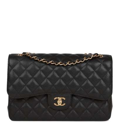 Jumbo Classic Double Flap Bag Black Caviar Gold Hardware
