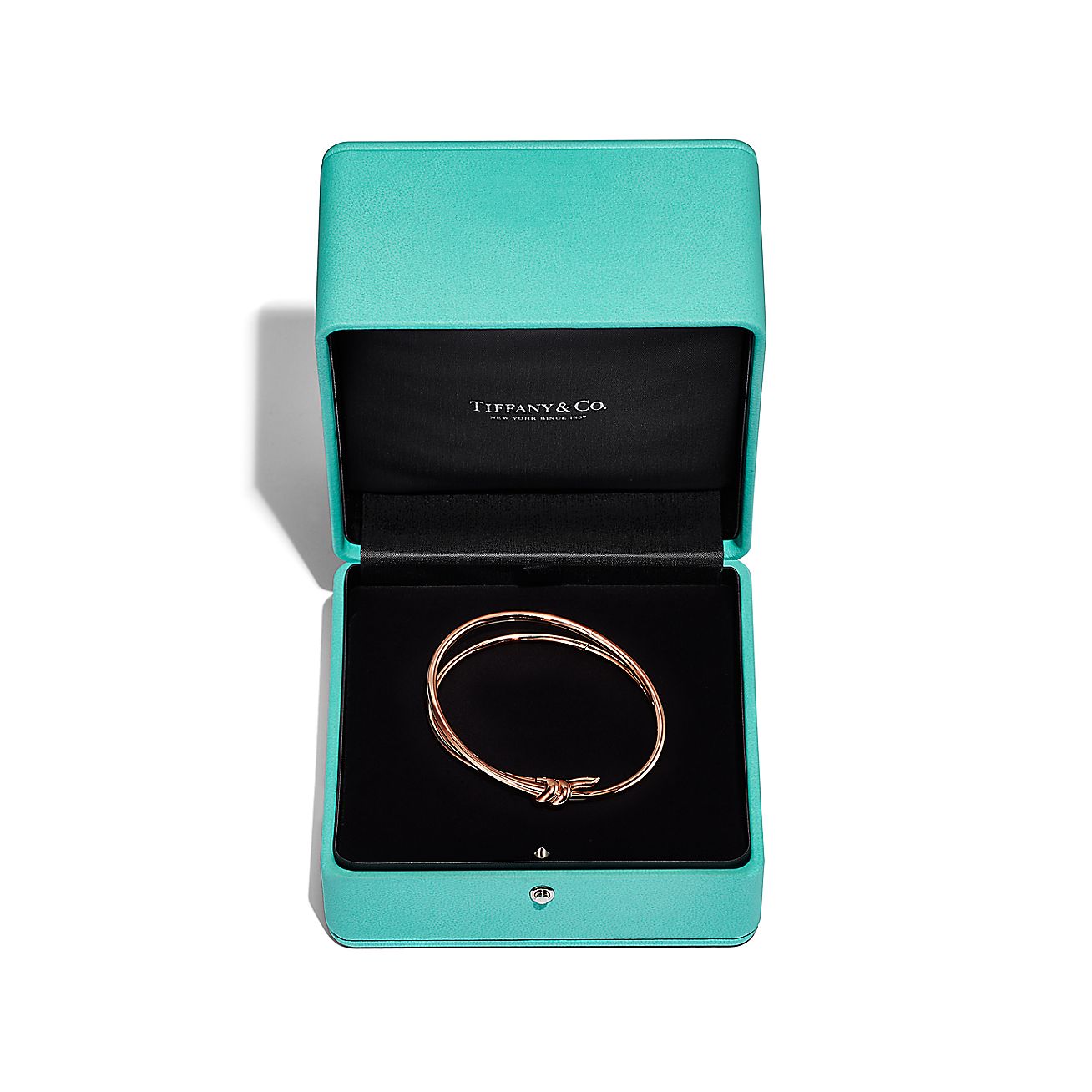 Knot Double Row Hinged Bangle in Rose Gold