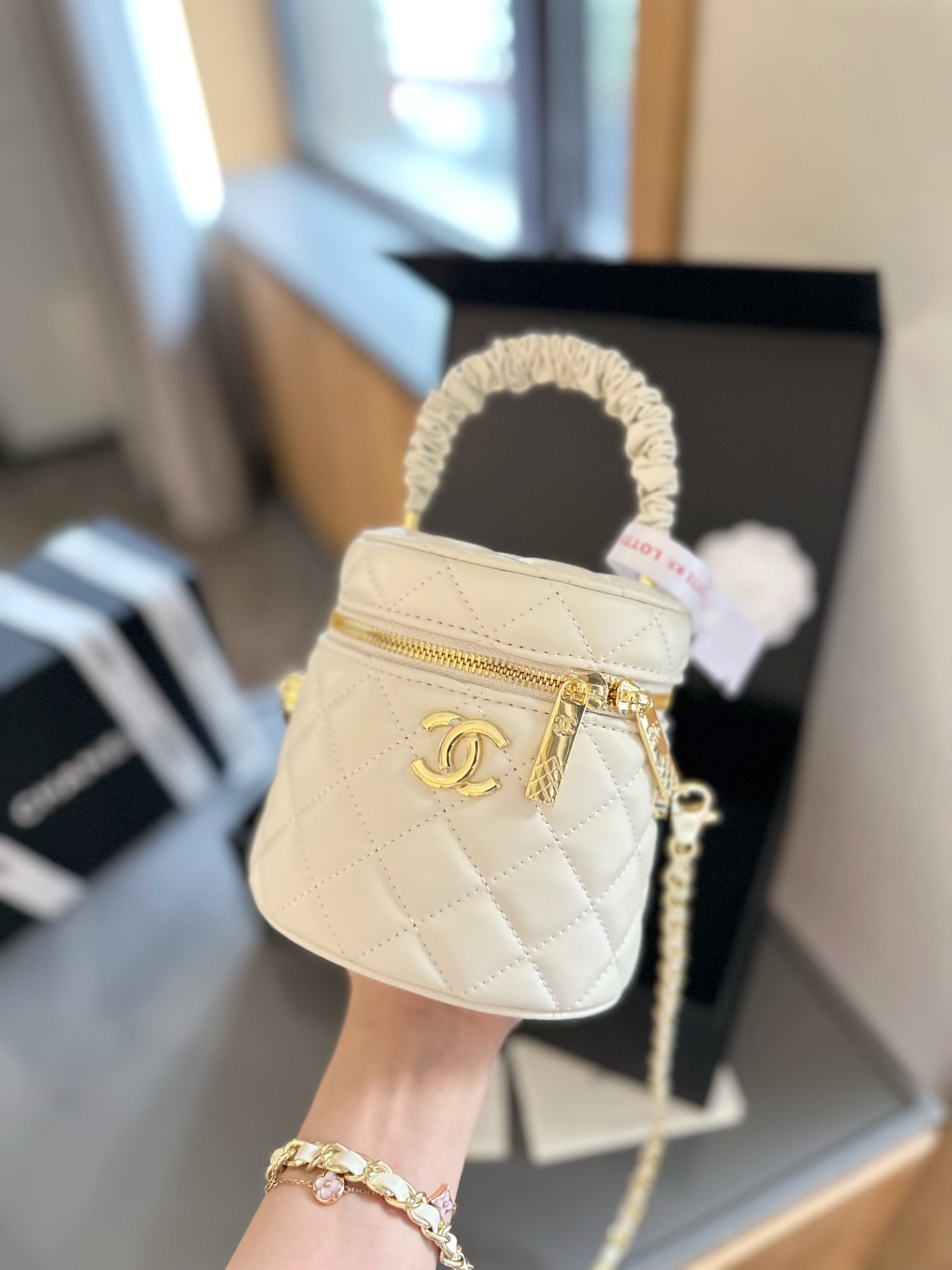 Vanity Case with Chain Quilted Lambskin Mini