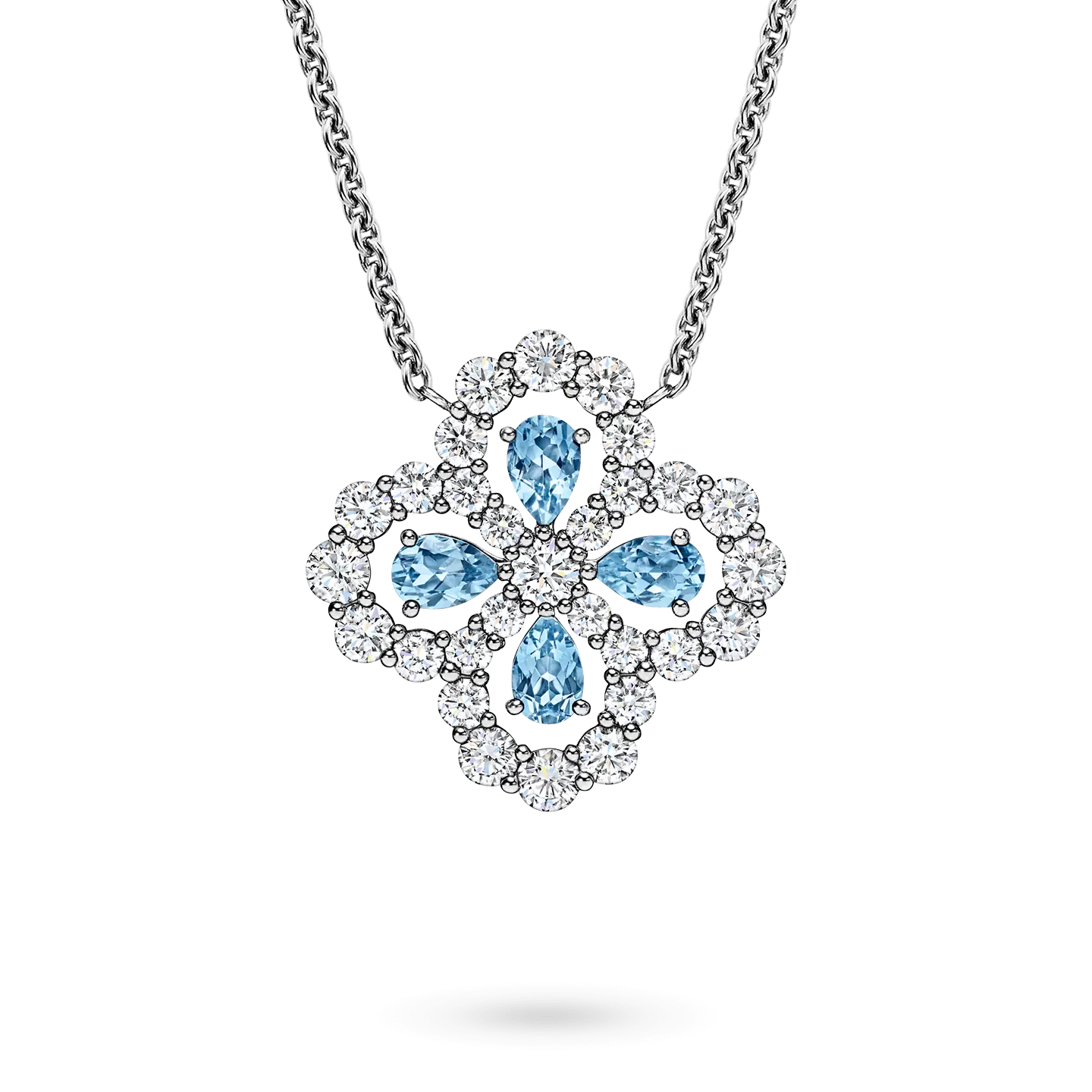Diamond Loop Full Motif Aquamarine and Diamond Pendant