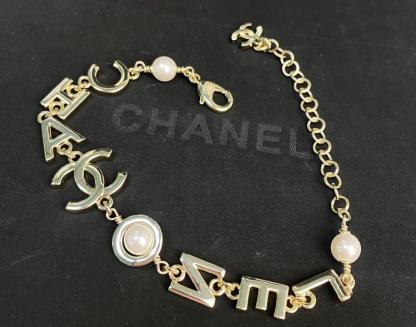 Black and White Diamond Letter Double C Bracelet