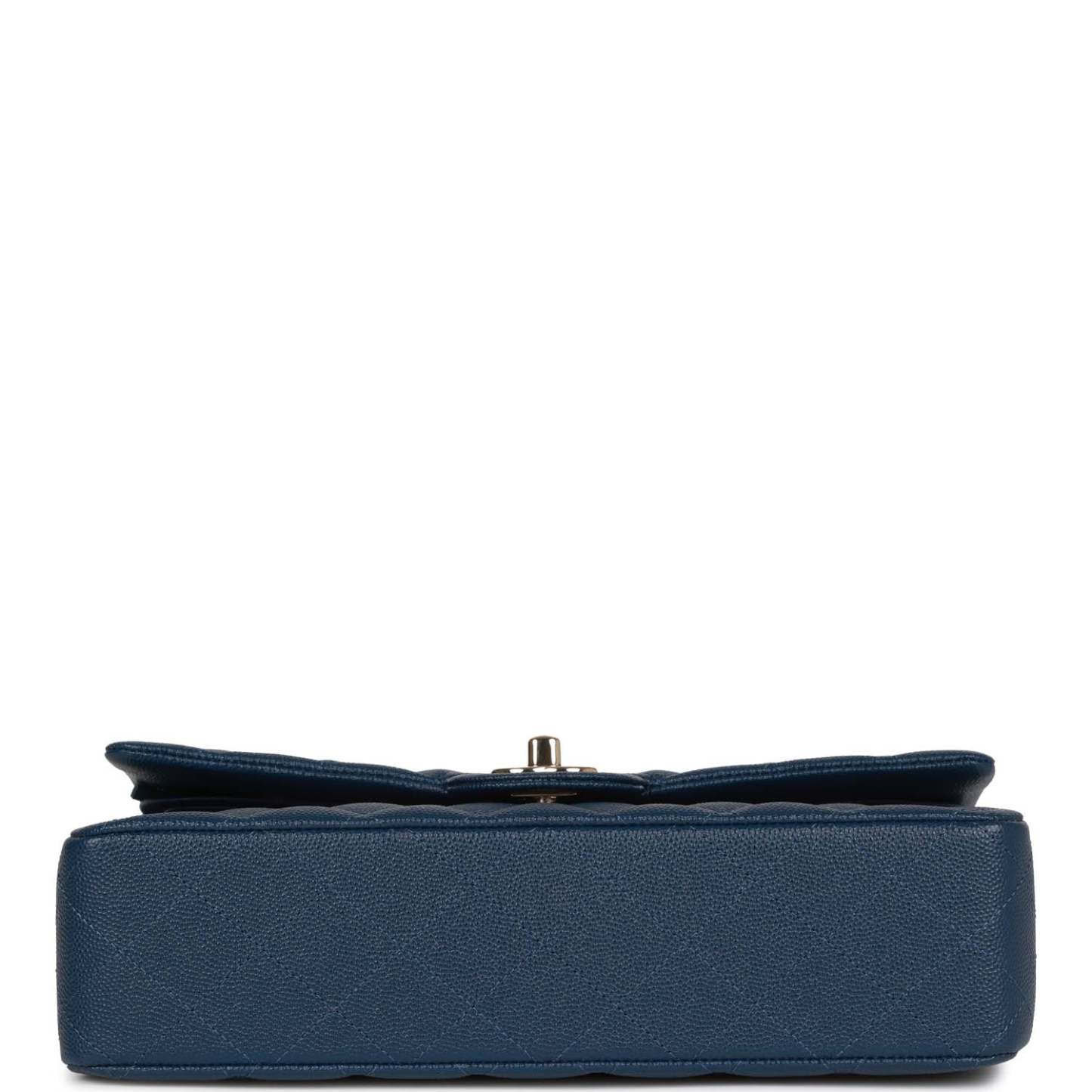 Medium Classic Double Flap Bag Blue Caviar Light Gold Hardware
