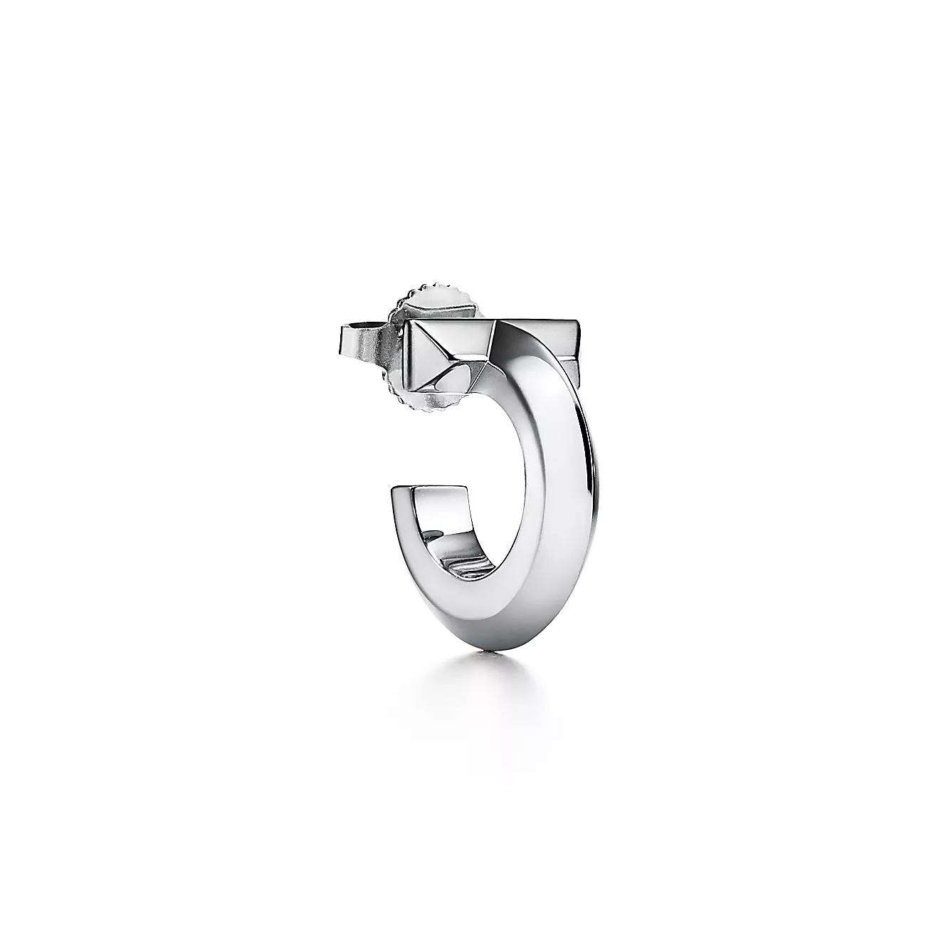 T T1 Hoop Earrings in White Gold