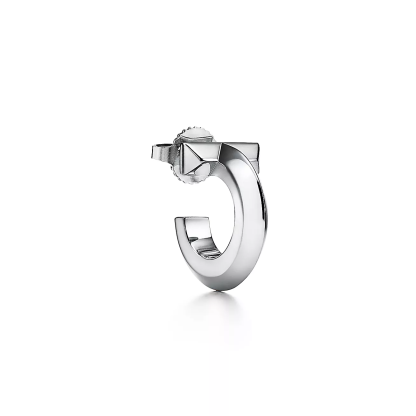 T T1 Hoop Earrings in White Gold