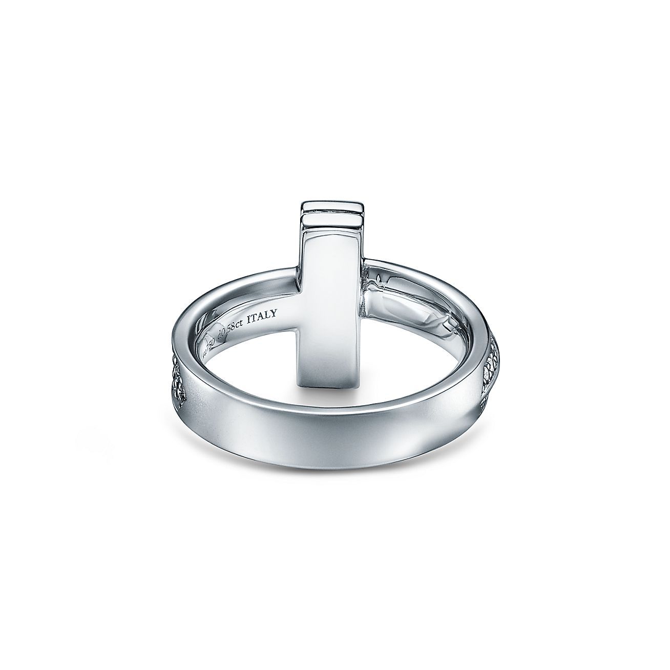 T T1 Ring in White Gold with Diamonds, 4.5 mm Wide