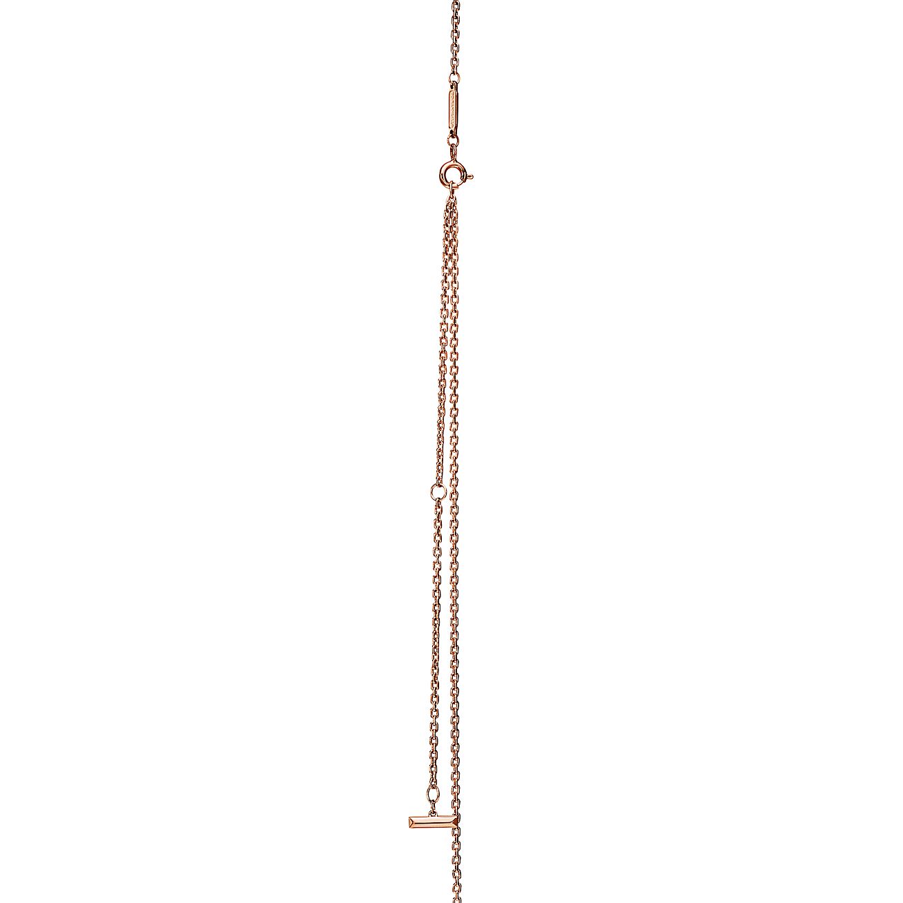 T T1 Circle Pendant in 18k Rose Gold with Diamonds, Large