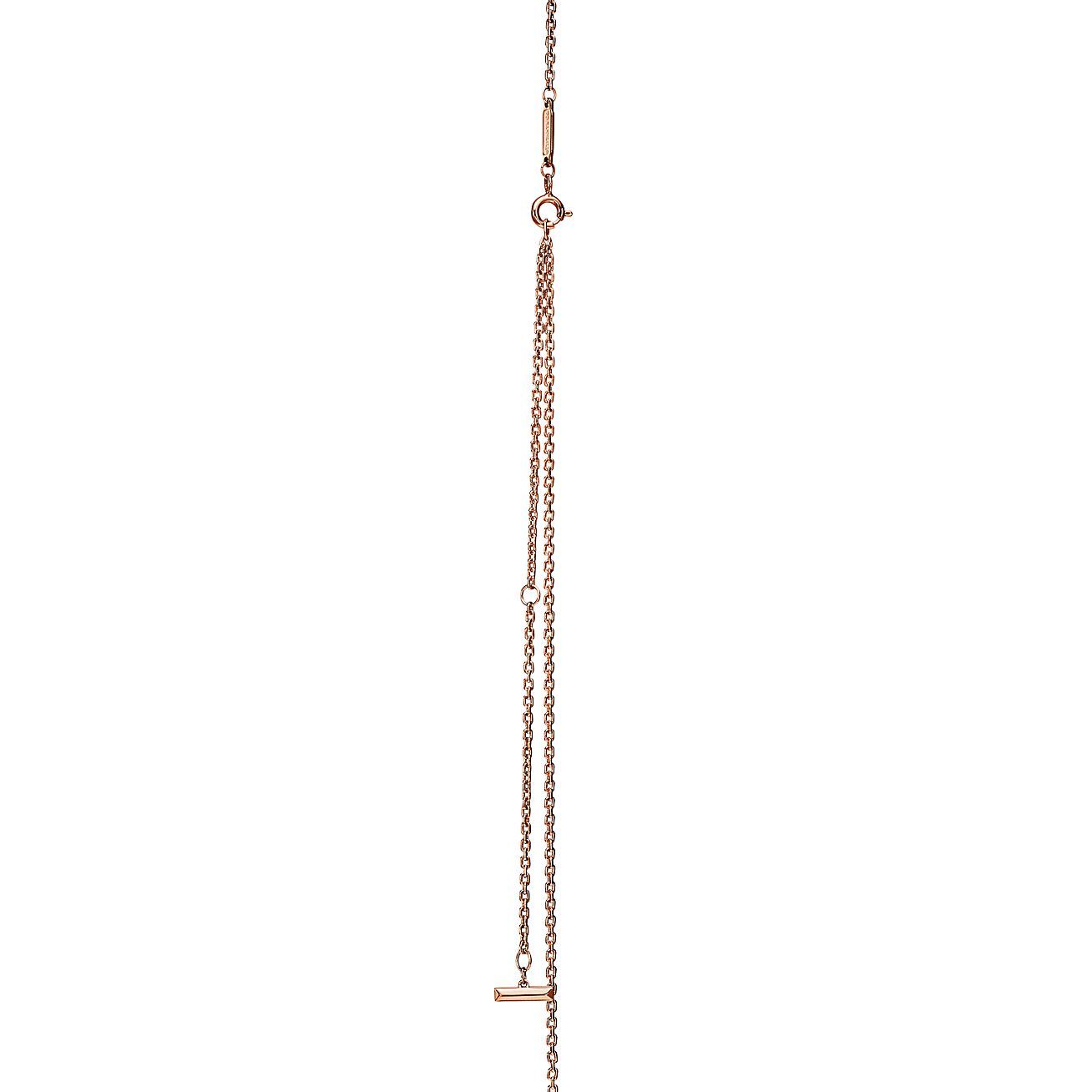 T T1 Circle Pendant in 18k Rose Gold with Diamonds, Large