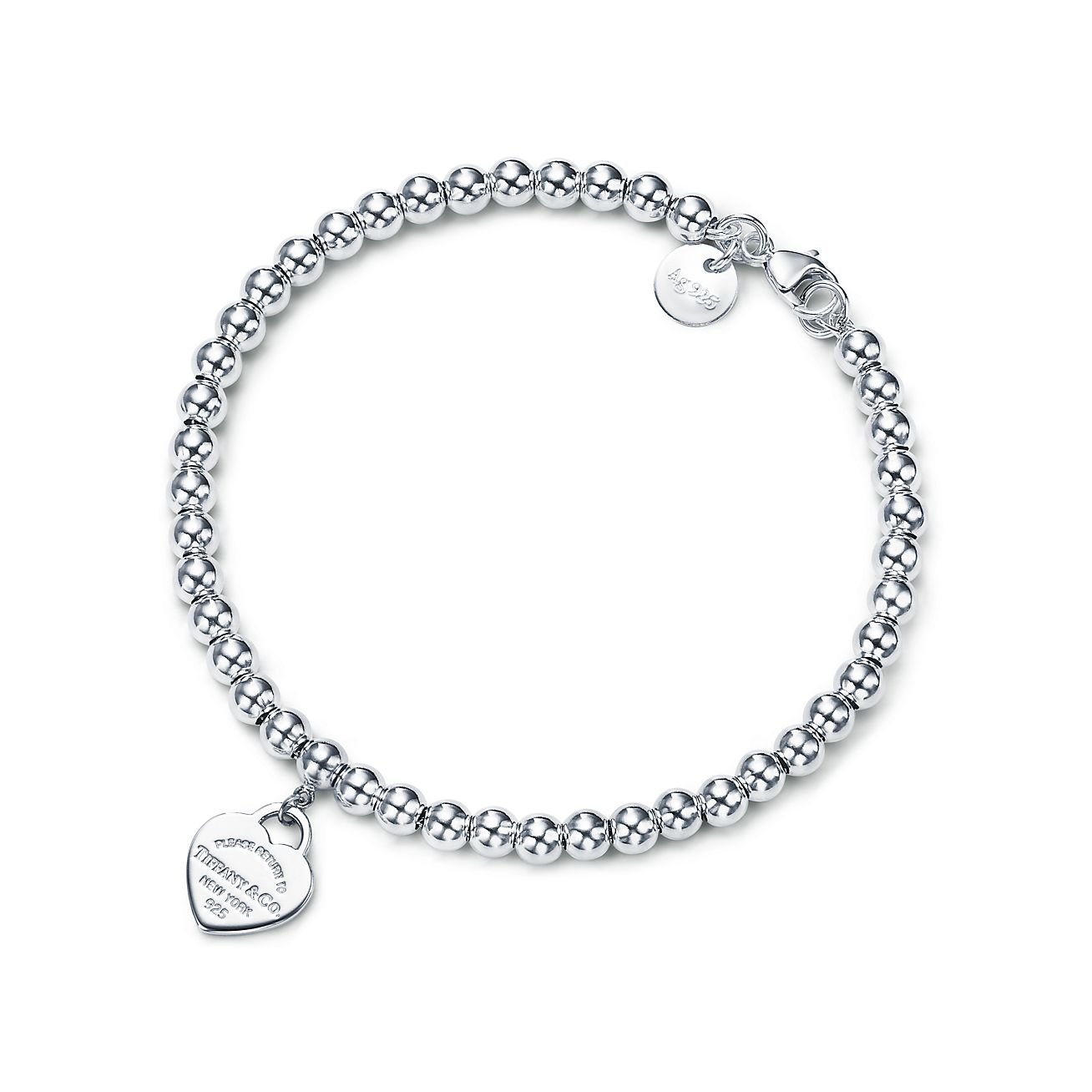 Return to 庐 Heart Tag Bead Bracelet in Silver